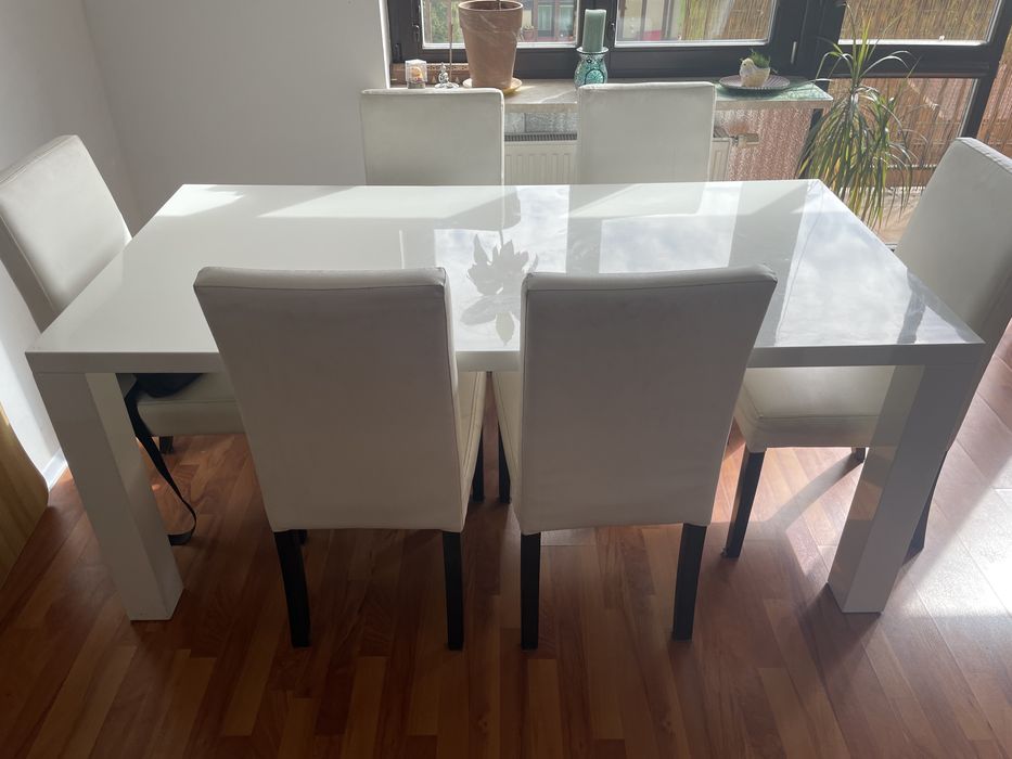 Stół komplet 6 osobowy + stolik kawowy