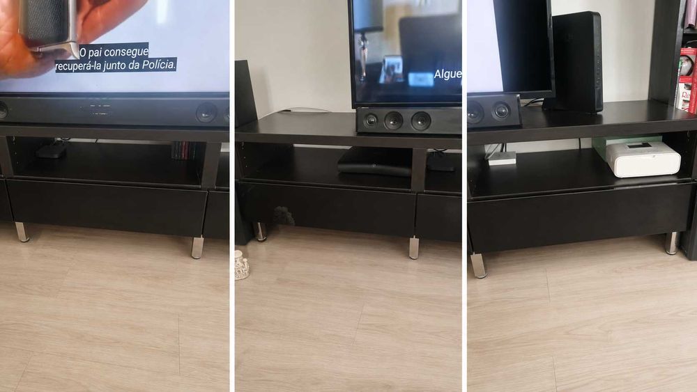 Móvel TV Preto com pernas prateadas