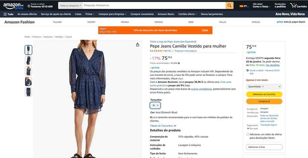 Pepe Jeans Camille Vestido tAM: XL (1383)