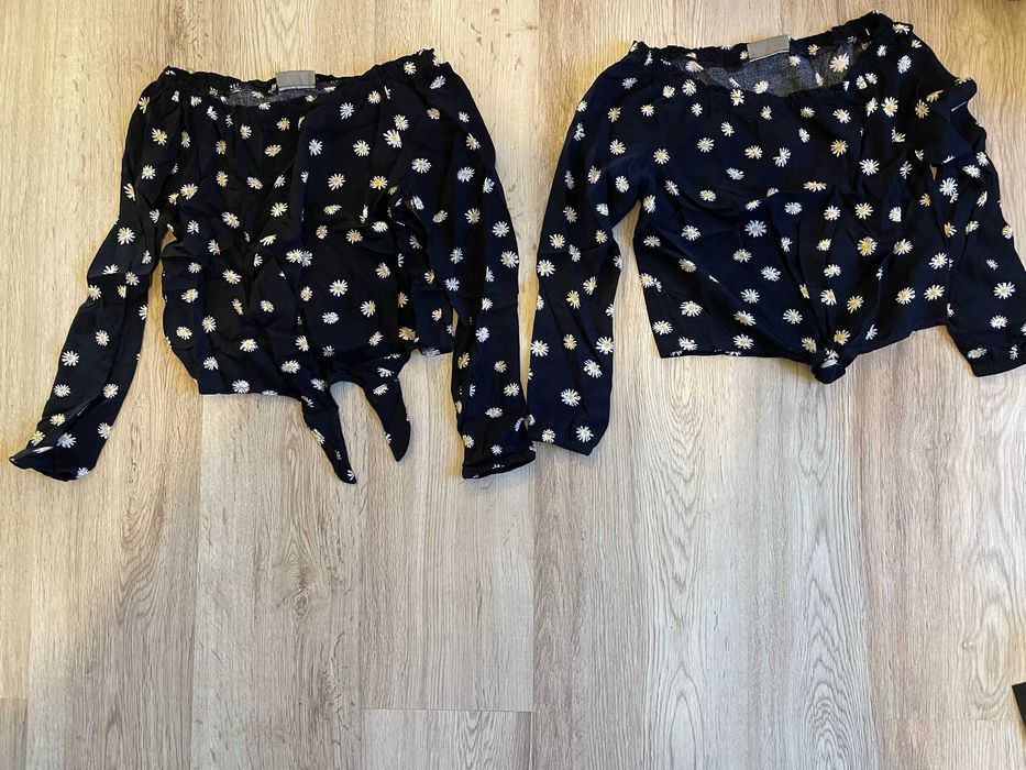bluzki czarne w kwiatki dziewczęce