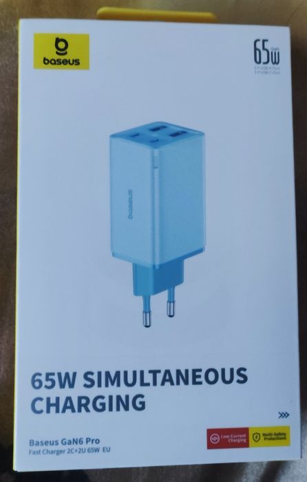 Зарядка Baseus Gan 6 pro 65w,4 порта(2 type-c и 2 usb)кабель 100w