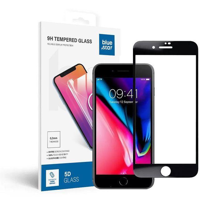 Szkło hartowane do iPhone 7 / 8 PLUS (full glue) Blue Star 5D czarne