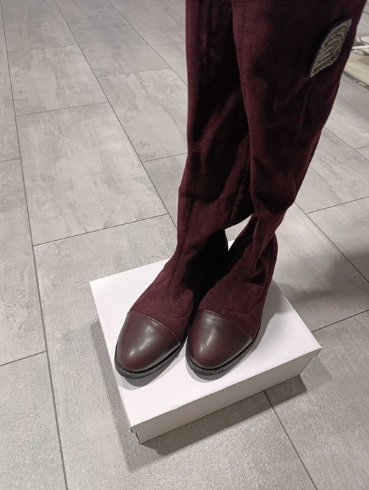 Sprzedam kozaki damskie zamszowe bordowe