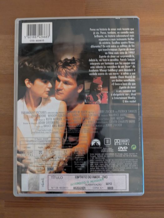 DVD " Ghost - Espirito do Amor " 1990 (Como Novo)