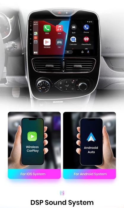 Rádio 10" android Renault Clio 2013 a 18 CARPLAY WIFI GPS 2/32GB Novo