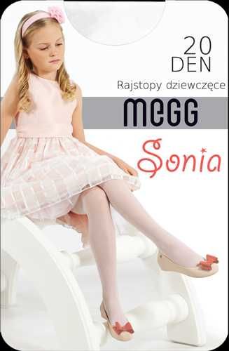 Rajstopy dziewczęce białe, gładkie SONIA 134-146 LYCRA 20 DEN