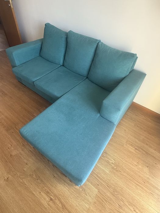 Sofá com chaise Longue Verde Agua
