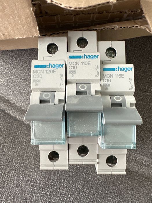 Wyłączniki nadprądowe Hager MCN  1P c10   C16 C20