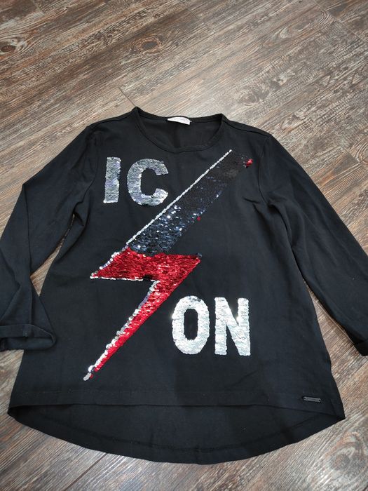 Czarna bluzka t-shirt 152 cekiny