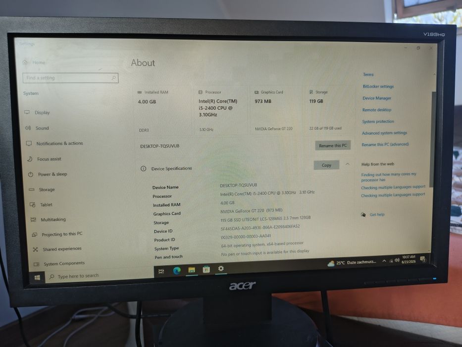 Komputer stacjonarny i5 / SSD / NVidia / Wi-Fi + Monitor Acer – Kompletny Zestaw