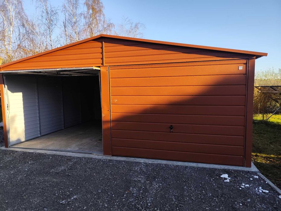 Garaż blaszany, blaszak 6x6 paleta ral,brąz, biały