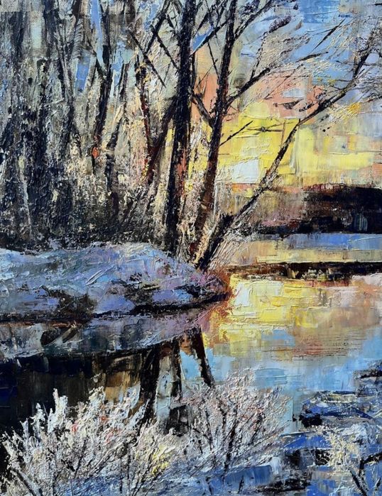 Картина олією,зимовий пейзаж