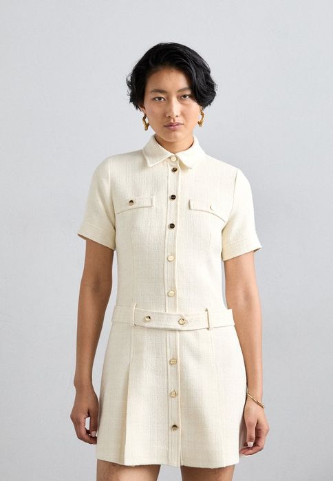 Sukienka  mini koszulowa ecru z paskiem Sandro 42