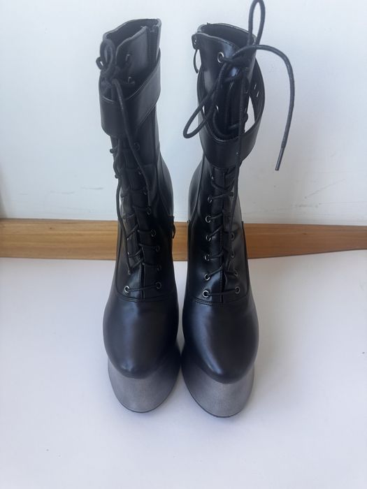 Botas de salto alto extremo, plataforma com sola de cunha