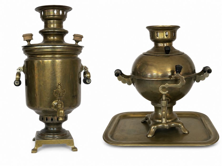 Samowar mosiężny z sygnaturą – vintage, oryginalny, kolekcjonerski