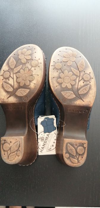 LASOCKI klapki skóra naturalna szyte ręcznie  r 39