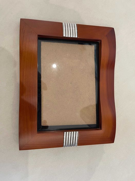 Moldura de madeira com suporte, com vidro verdadeiro, 18x23