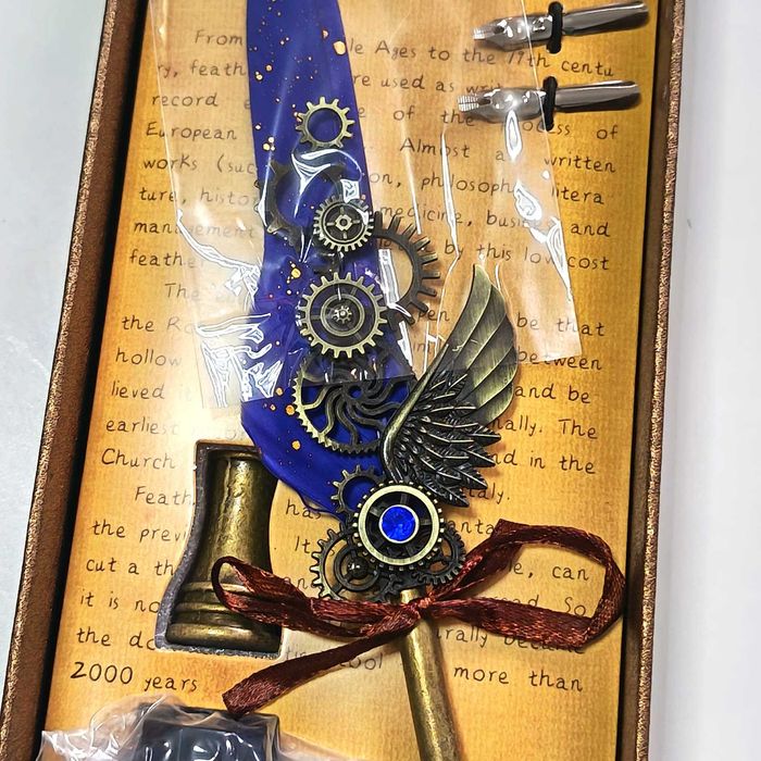 Conjunto de caligrafia com caneta de aparo Blue Feather