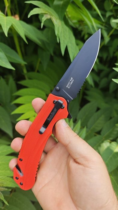 Ніж рятівника KERSHAW BARRICADE 8650ST SERRATED SpeedSafe,склобій,стропоріз,edc, складний ніж для щоденного використання, яскраві накладки