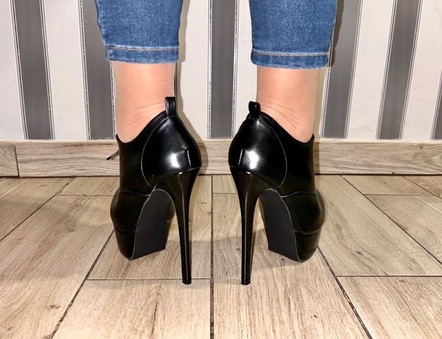 127/ Sexy botki 47 szpilki Trans Cross wysoka jakość czółenka 35-50 EU