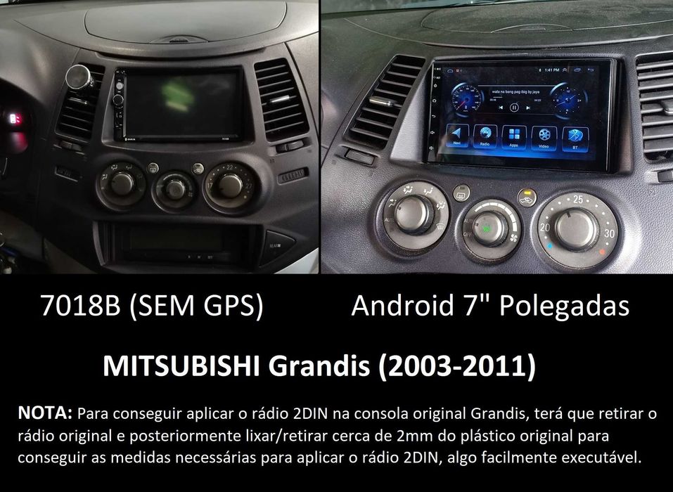 (NOVO) Rádio 2DIN 7" • MITSUBISHI • Diversos Modelos • Android GPS