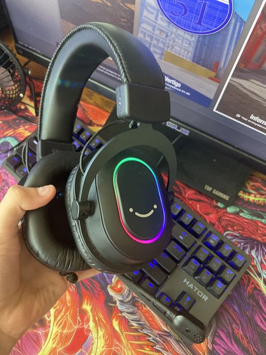 Наушники Fifine H6 с RGB подсветкой и съемным мікрофоном