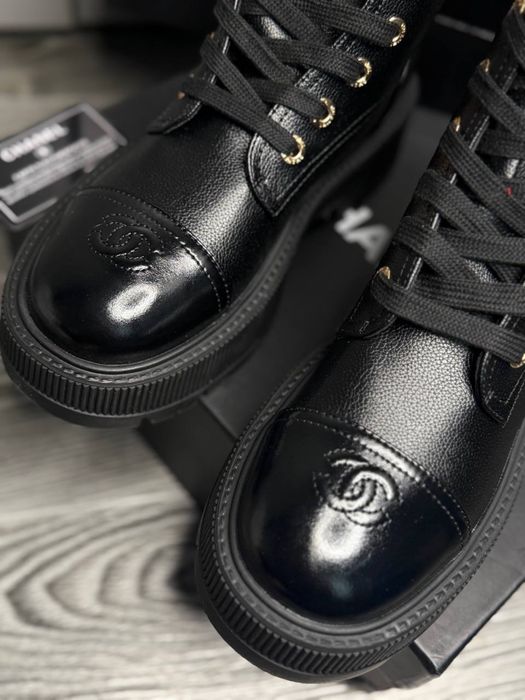 Черевики в наявності 35-41 Chanel ботинки Шанель кожа сапоги