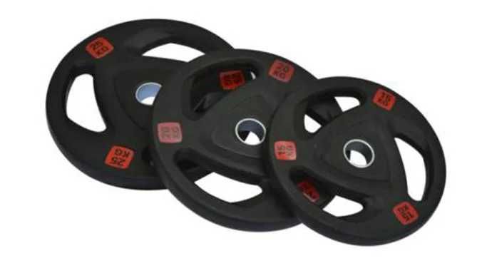 Talerze Obciążenia Olimpijskie Gumowane 3-uchwytowe – Standard 50 mm (2,5kg - 20kg)