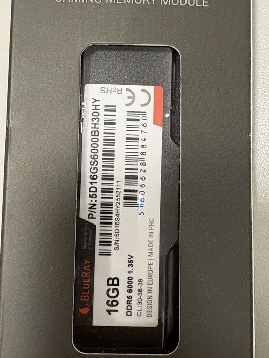 Memoria Ram  16GB DDR5 6000Mhz