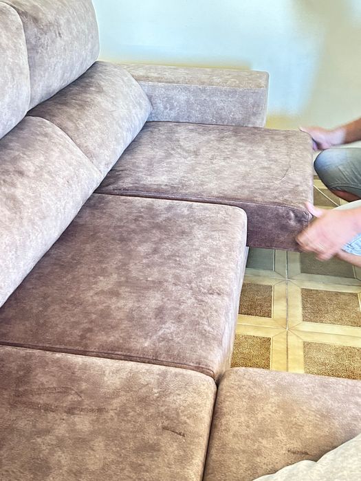Sofá em L Modular com Chaise Longue + 4 Bancos Integrados | Excelente Estado