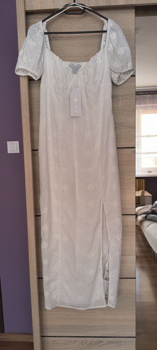 Sukienka midi boho ażurowy haft
