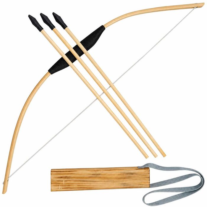 Drewniany Łuk 70 cm dla Dzieci + 3 Strzały + Kołczan