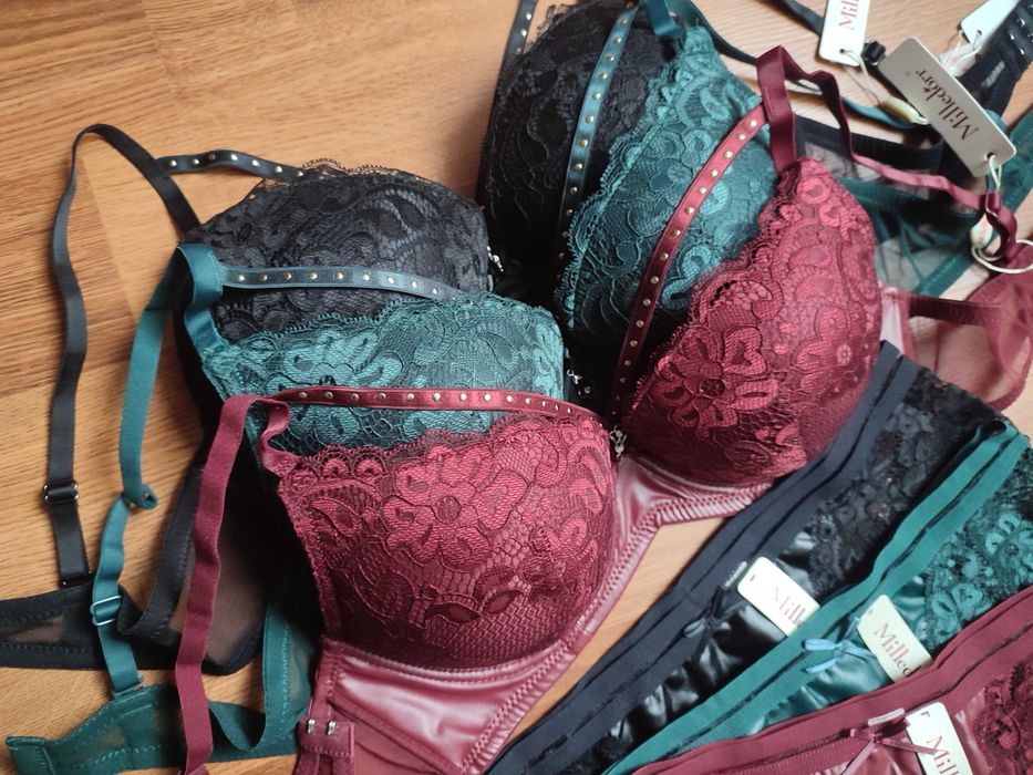 Шикарні комплекти відомого бренду якіснох білизни, мереживо+еко/шкіра.