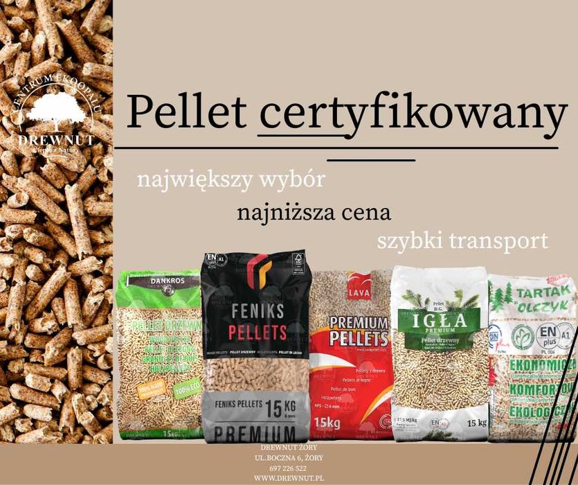 pellet NAJTAŃSZY drzewny również  pelet Drewnut Feniks Olczyk Dankros