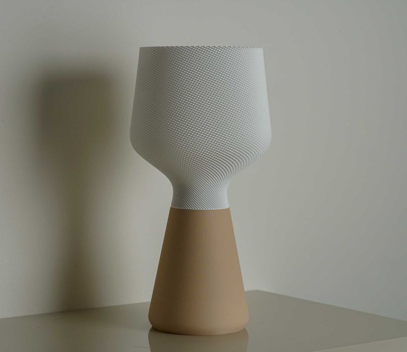 CALIZ M – lampka nocna / lampa stołowa E27 LED gładki beż/biały