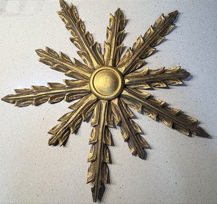 Lindo antigo sol em talha dourada 54 cm de diâmetro - restaurado