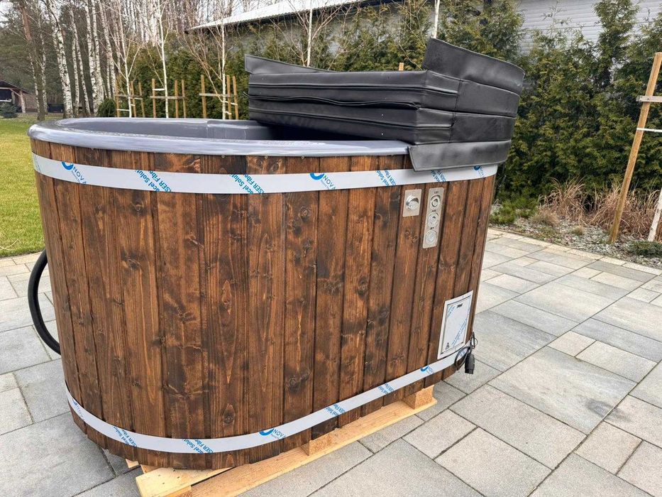 Balia ogrodowa Ofuro dwuosobowa jacuzzi hydromasaż bania piec drewno