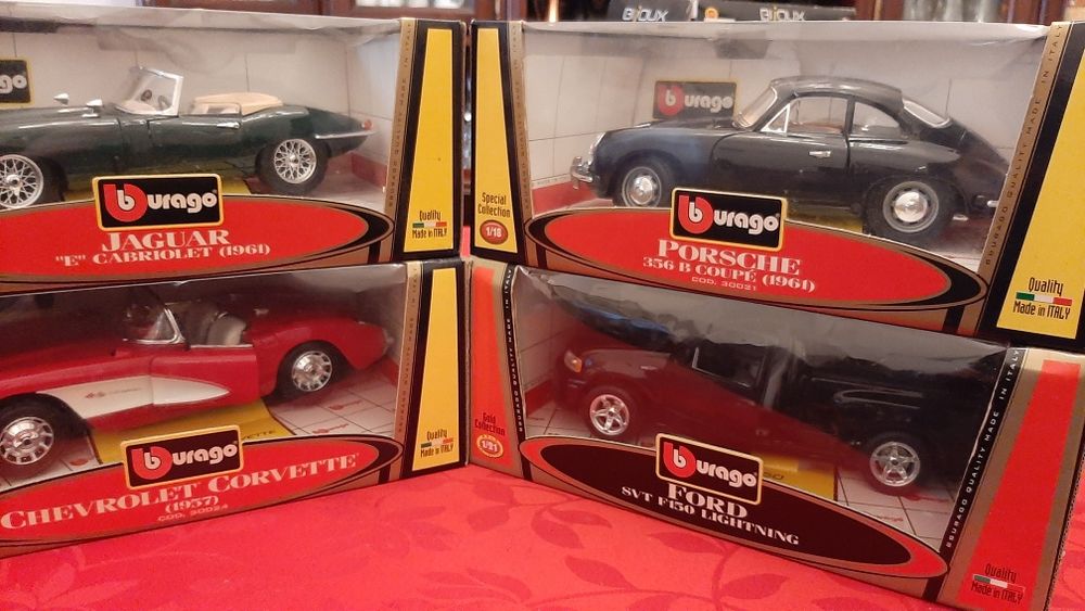 Coleção Especial BBURAGO: Jaguar 1961, Porsche(1961) Chevrolet (1957)