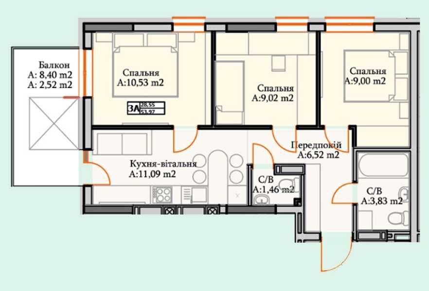 3к квартира новобудова Ірпінь, окремі кімнати, балкон, РОЗСТРОЧКА
