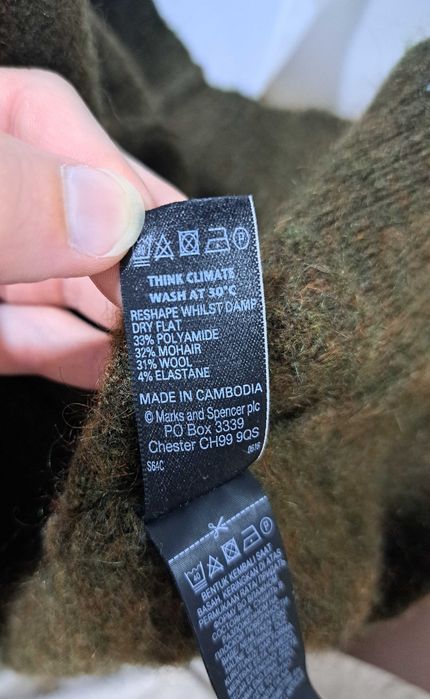 Sweter melanż khaki/brązowy, wełna i moher, Autograph