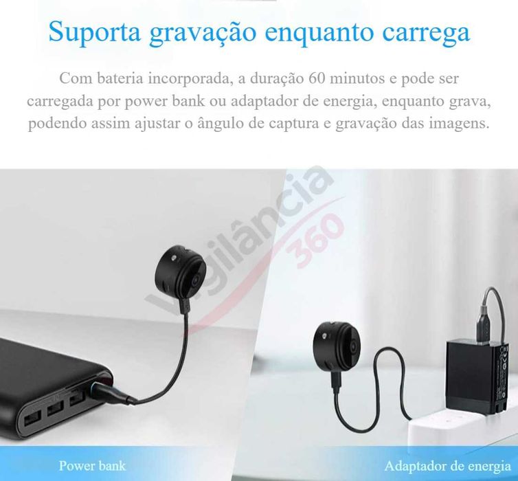 Micro Câmara Espia WiFi Sem Fios Full HD 1080P com Visão Noturna-NOVO