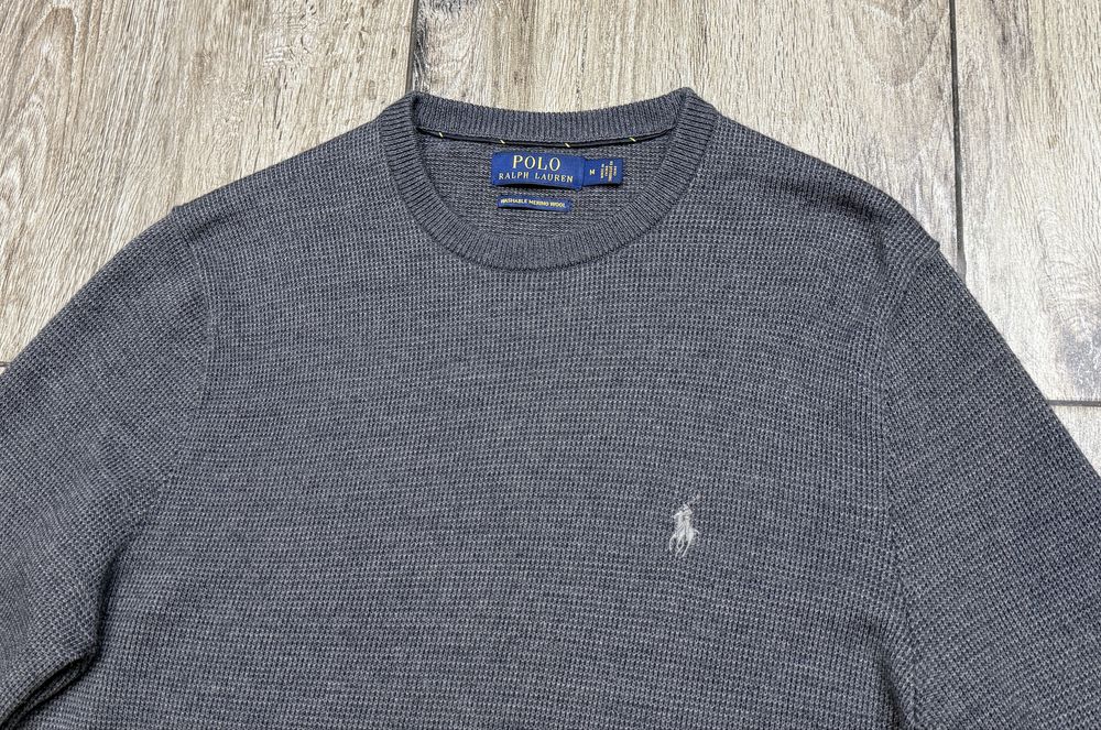 Męski sweter RALPH LAUREN Washable Wełna Merino roz M