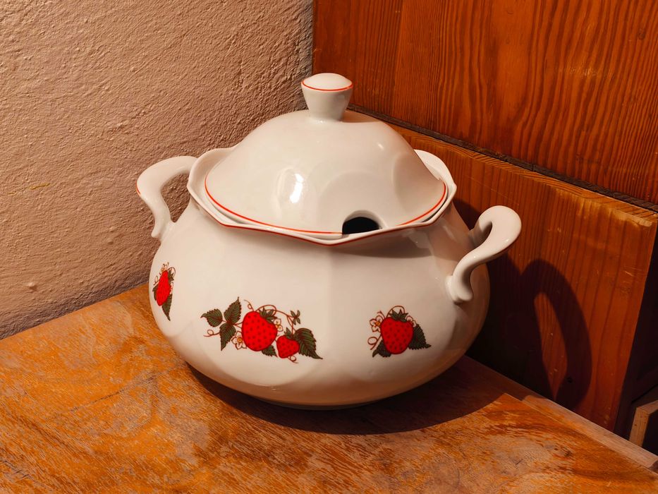 Waza barowa Wzór Truskawki Lubiana PRL