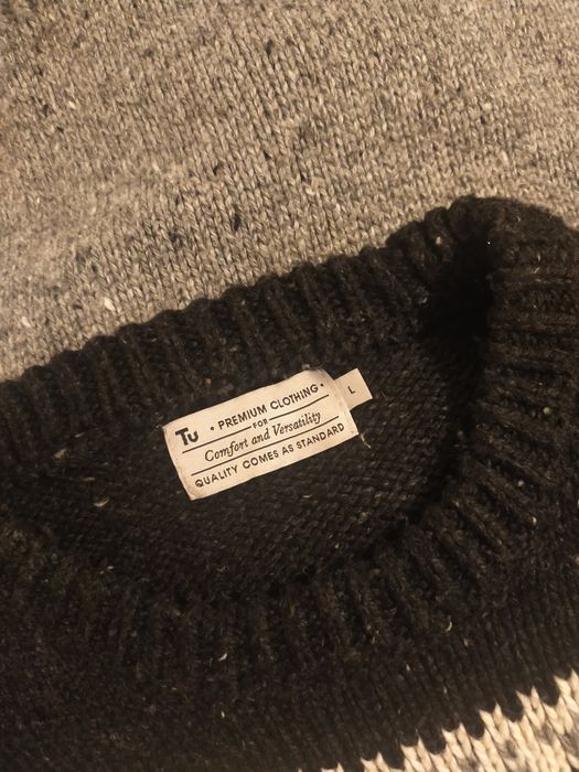 Wzorzysty sweter dziadka vintage z domieszką wełny TU