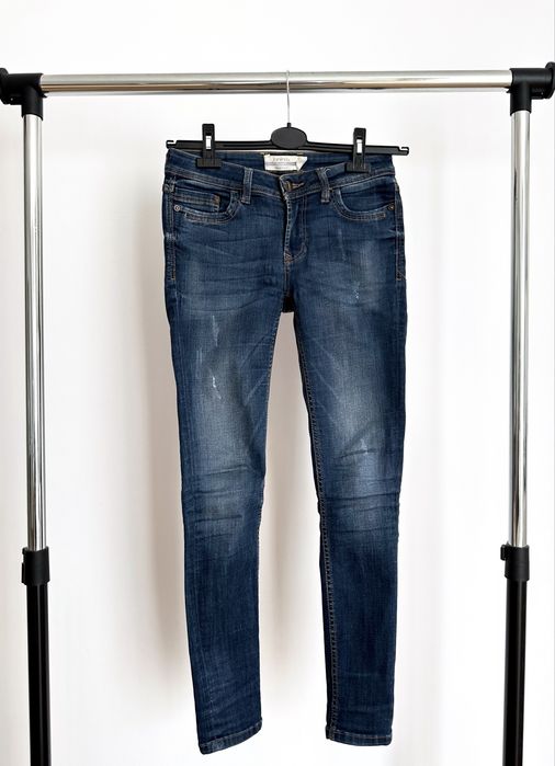 Niebieskie damskie spodnie jeansowe skinny jeans rurki S 36 Janina