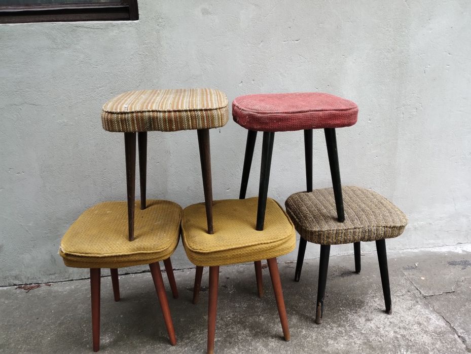 Taboret podnóżek patyczak prl