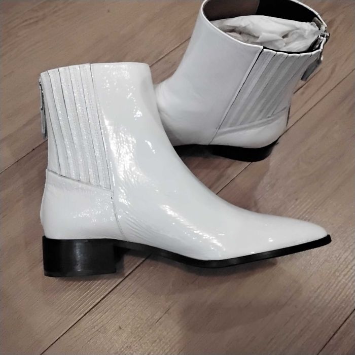 Botins Sofia Costa, branco verniz, 39