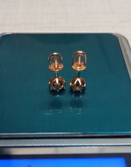 Золоті сережки з димчатим топазом