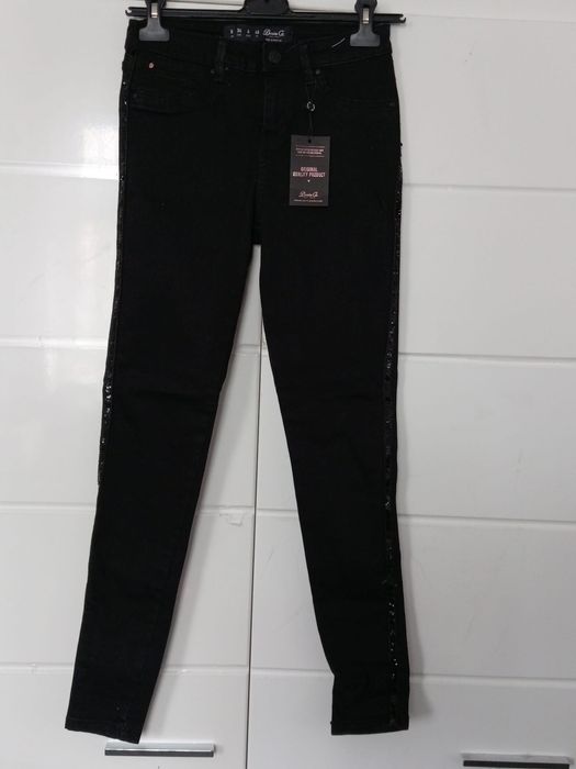 Nowe czarne spodnie dżinsowe z cekinami rozmiar 36 Denim Co