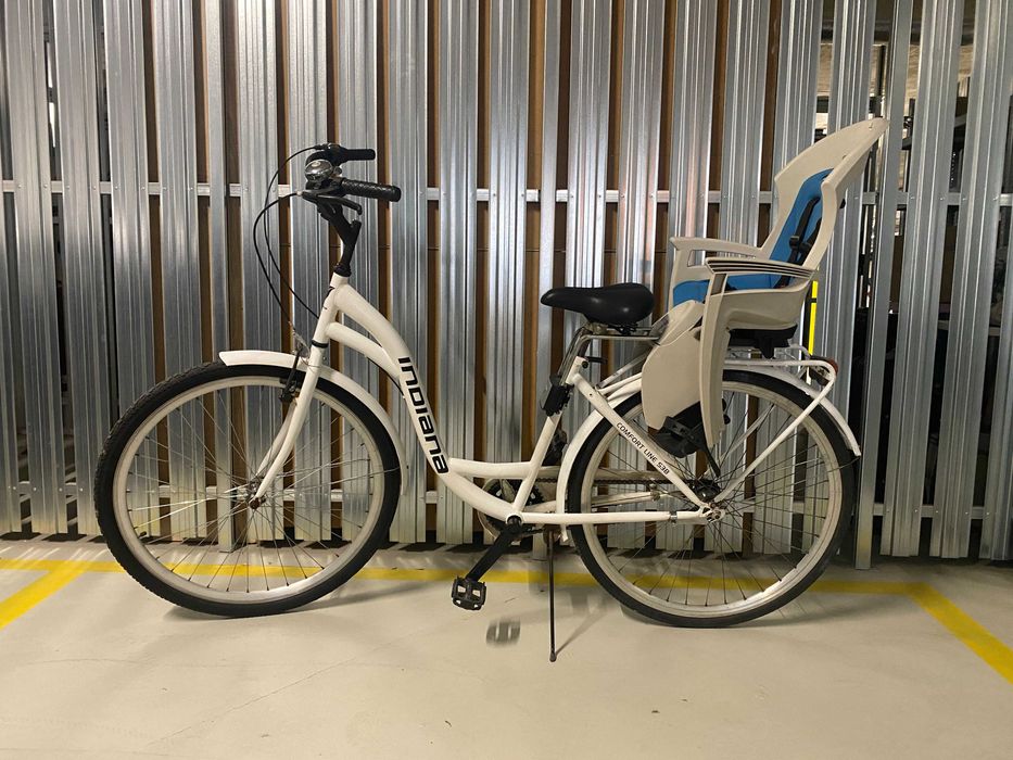 Rower damski Indiana 28" biały + fotelik + kask GOTOWY DO JAZDY